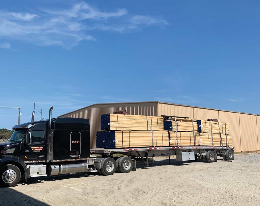 A truck loaded with 4/4 FAS Poplar KD is ready to depart from JoCo Lumber.