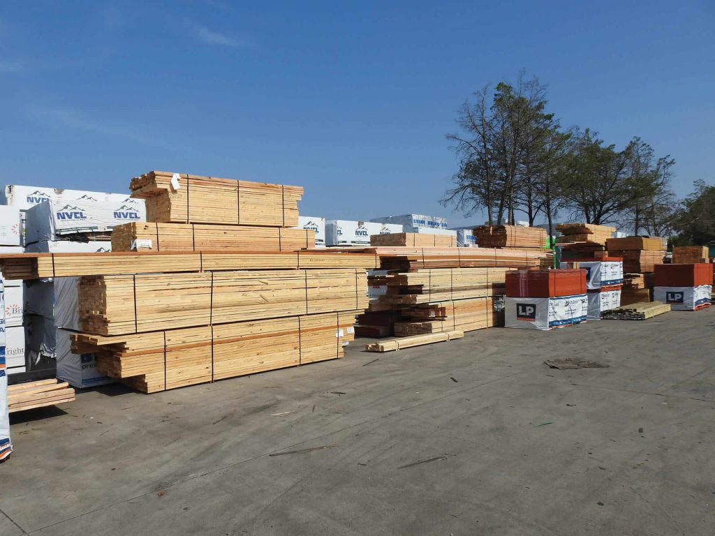 Multiple orders are shown on Oldham Lumber’s yard ready to be delivered to customers.