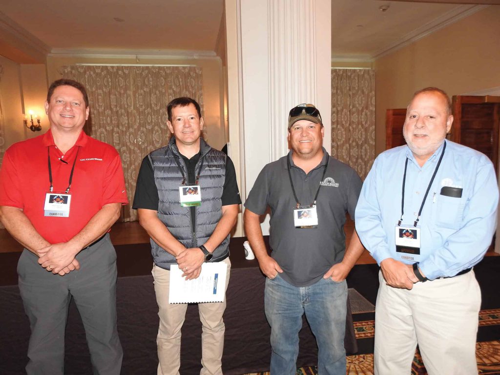 Mark Metzger, U-C Coatings LLC, Buffalo, NY; Alden Robbins, Robbins Lumber Inc., Searsmont, ME; Ben Crowell, Durgin and Crowell Lumber Co., New London, NH; and Bob Pope, SII Dry Kilns, Montpelier, VT. 