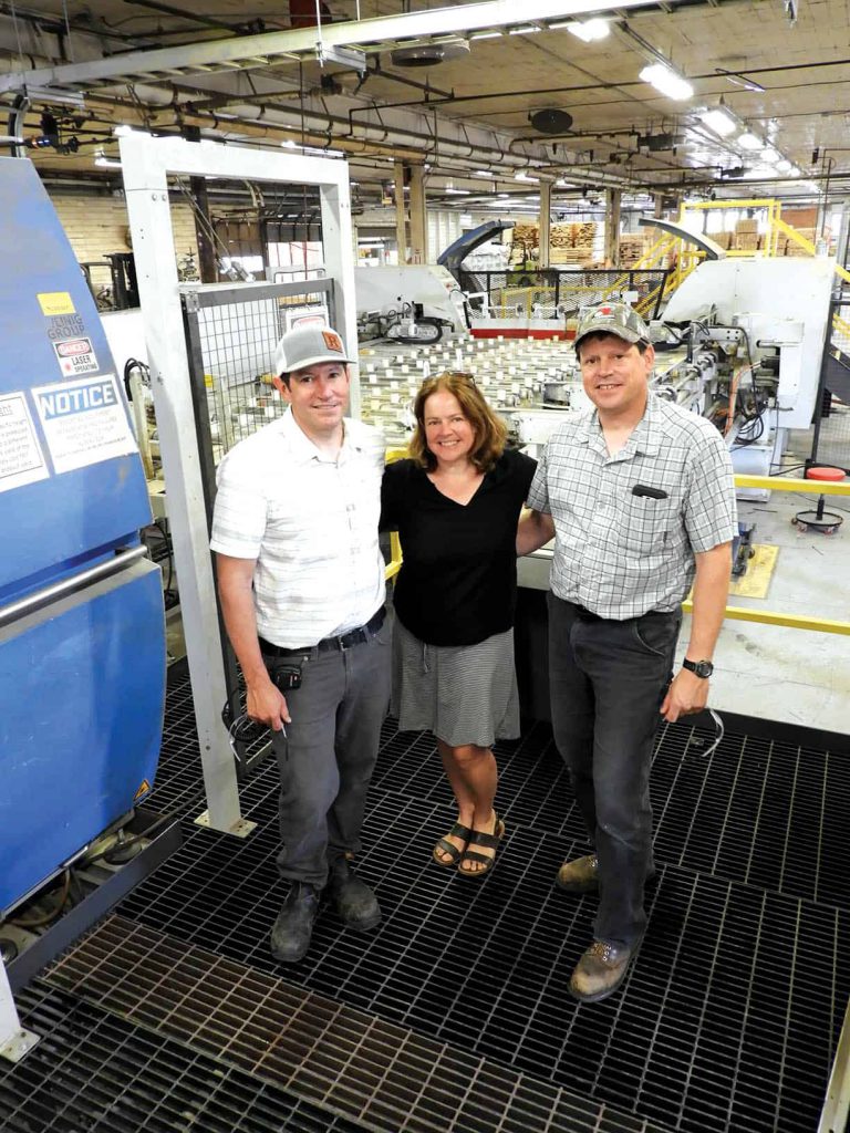 From left, Alden Robbins, vice president of Robbins Lumber, Inc.; Catherine Robbins-Halsted, president of Rob- bins Lumber East Baldwin; and James Robbins, President, Robbins Lumber in Searsmont, ME.
