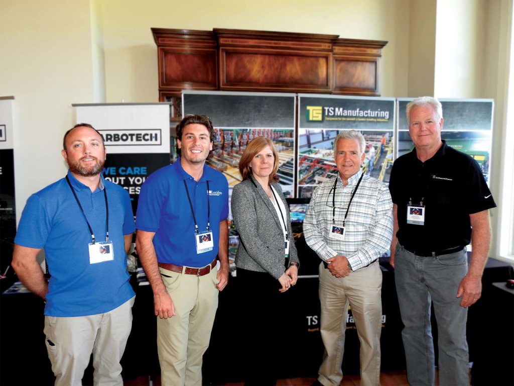 Keegan Holt, Eastern Forest Products LLC, Lyndebor- ough, NH; Bob Bell, Lucidyne Technologies Inc./Micro- tech, Corvallis, OR; Susan Coulombe, J.D. Irving Limited, Dixfield, ME; Larry Huot, DiPrizio Pine Sales, Middleton, NH; and Geoff Gannon, TS Manufacturing Co., Plymouth, NH
