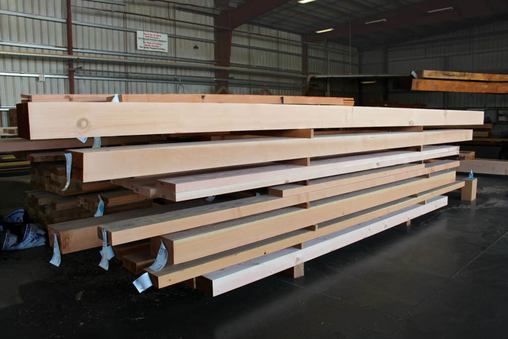 These finished resawn timbers were cut to precise specifications.
