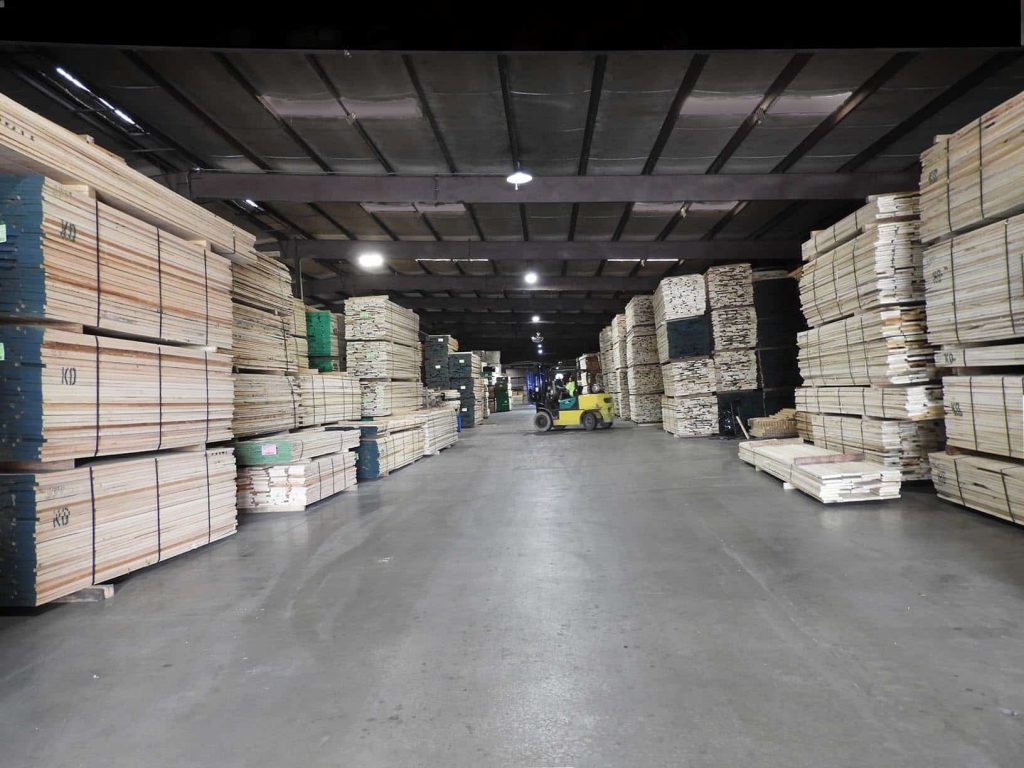 Kiln-dried lumber is stored in AHC’s vast warehouse.