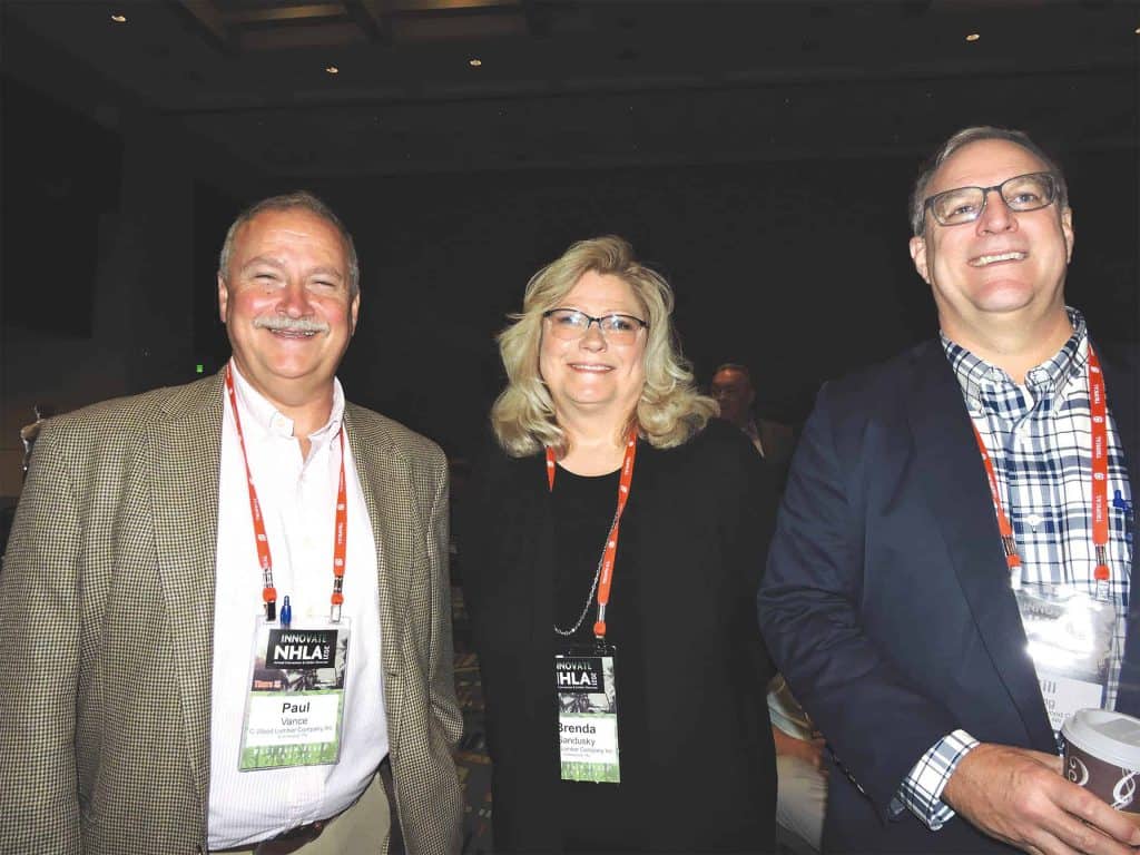 Paul Vance and Brenda Sandusky, C-Wood Lumber Co. Inc., Collinwood, TN; and Bill Long, Midwest Hardwood Corp., Maple Grove, MN