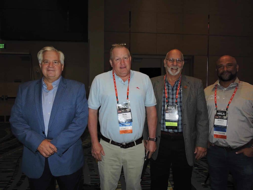 Michael Snow, AHEC, Washington, DC; Rick Barrett, Cascade Hardwood LLC, Chehalis, WA; Dave Whitten, Bingaman & Son Lumber Inc., Kreamer, PA; and Robert Anderson, Cascade Hardwood LLC