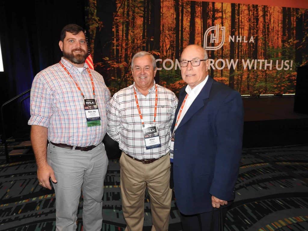 Bee Jay Squires, Hood Industries dba Hood Distribution, Hattiesburg, MS; Allen Smith, Hood Distribution, Hattiesburg, MS; and Paul Miller Jr., Import/Export Wood Purchasing News, Memphis, TN