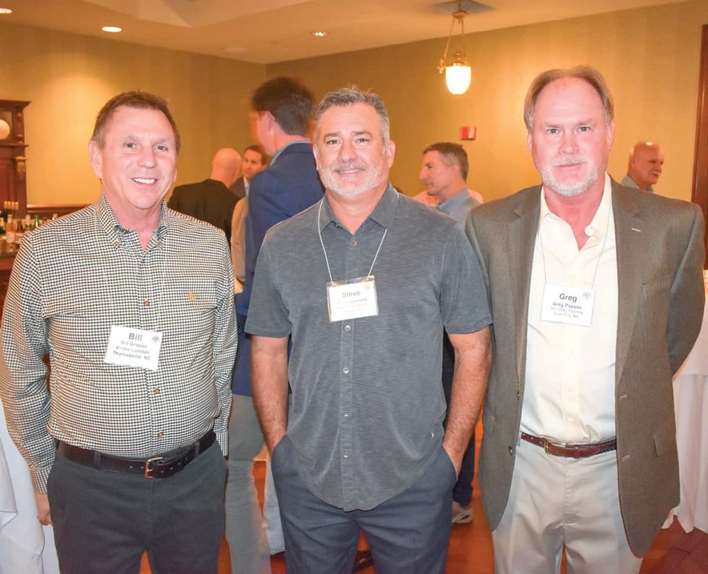 Bill Graban, Prime Lumber Co., Thomasville, NC; Steve Leonard, Lawrence Lumber Co. Inc., Maiden, NC; and Greg Pappas, Ten Oaks Flooring, Stuart, VA