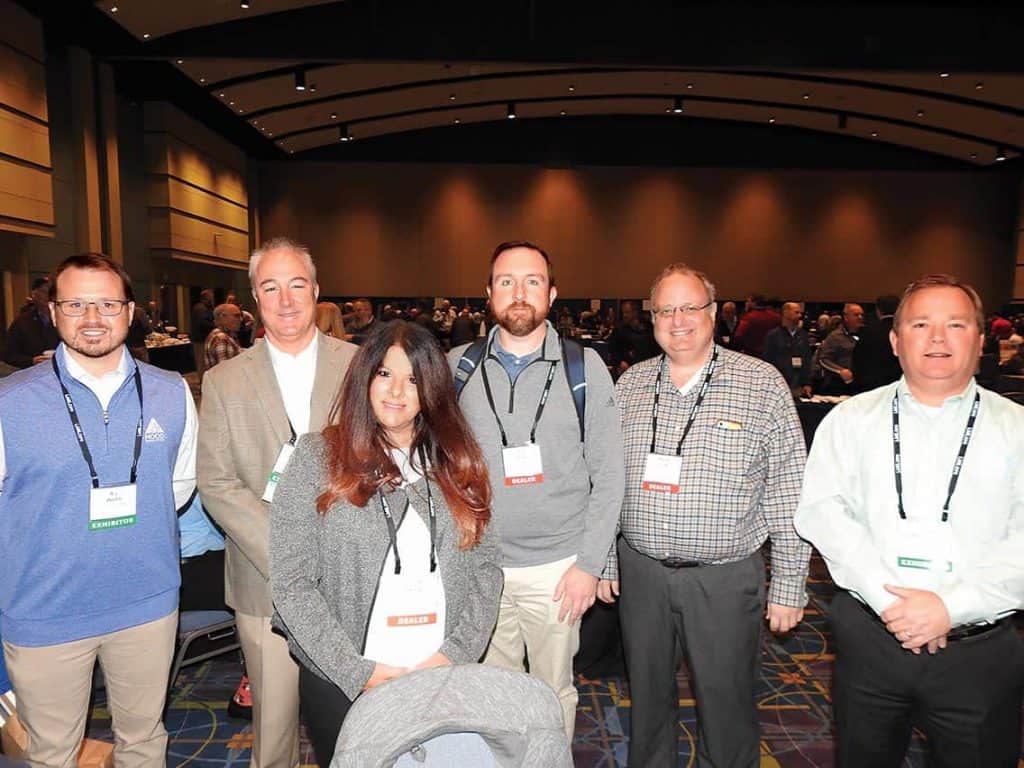 AJ Webb and Rich Mills, Hood Industries Inc., Hattiesburg, MS; Dina Salvato, Tim Slatt and Steve Funk, Gulfeagle Supply, Tampa, FL; and Orjan McCarty, Hood Industries Inc., Hattiesburg, MS 