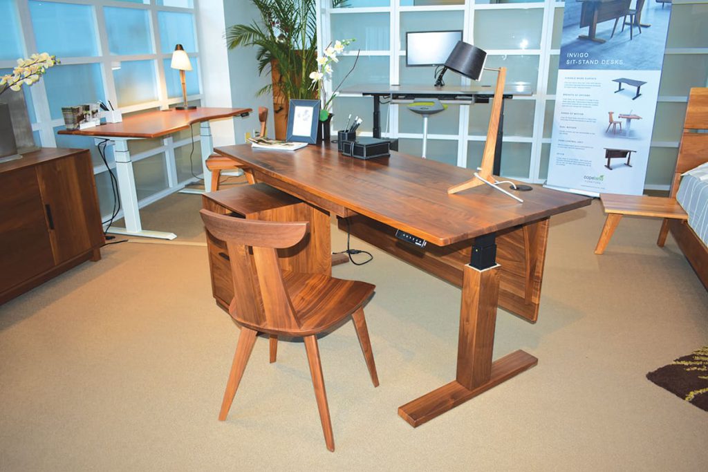Copeland Furniture also presented this solid Walnut desk and chair at the Market.