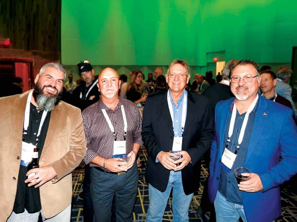 Jeremy Pitts, Nyle Systems LLC, Lenoir, NC; George Stedeford and Ted Dergousoff, NewLife Forest Products LLC, Mesa, AZ; and Henco Viljoen, Nyle Systems LLC, Brewer, ME