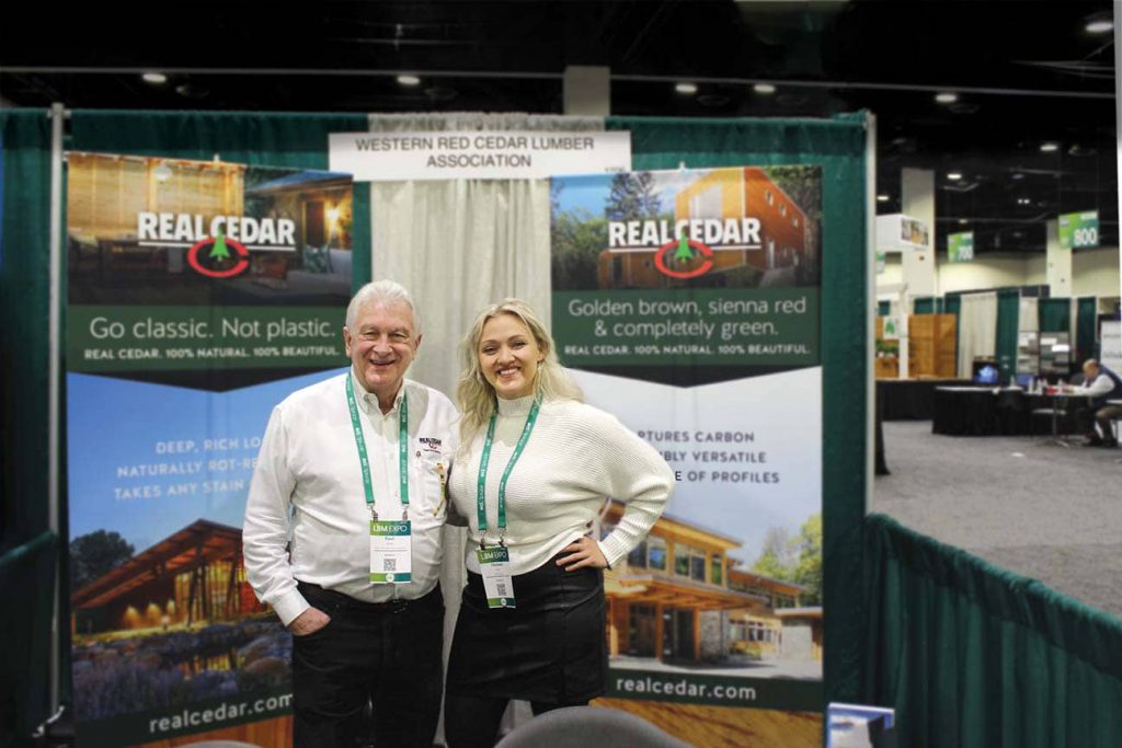 Paul Mackie, Western Red Cedar Lumber Association, Vancouver, BC; and Chelsea Brown, Patrick Lumber Company, Portland, OR 