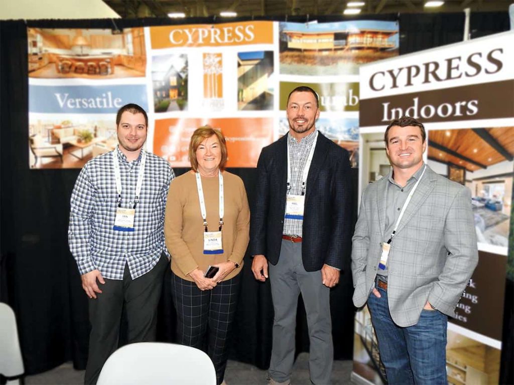 Ian Faight and Linda Jovanovich, Southern Cypress Manufacturers Association, Pittsburgh, PA; Hal Mitchell, AHC Hardwood Group, Mableton, GA; and Ryan Collins, Beasley Forest Products, Hazlehurst, GA 