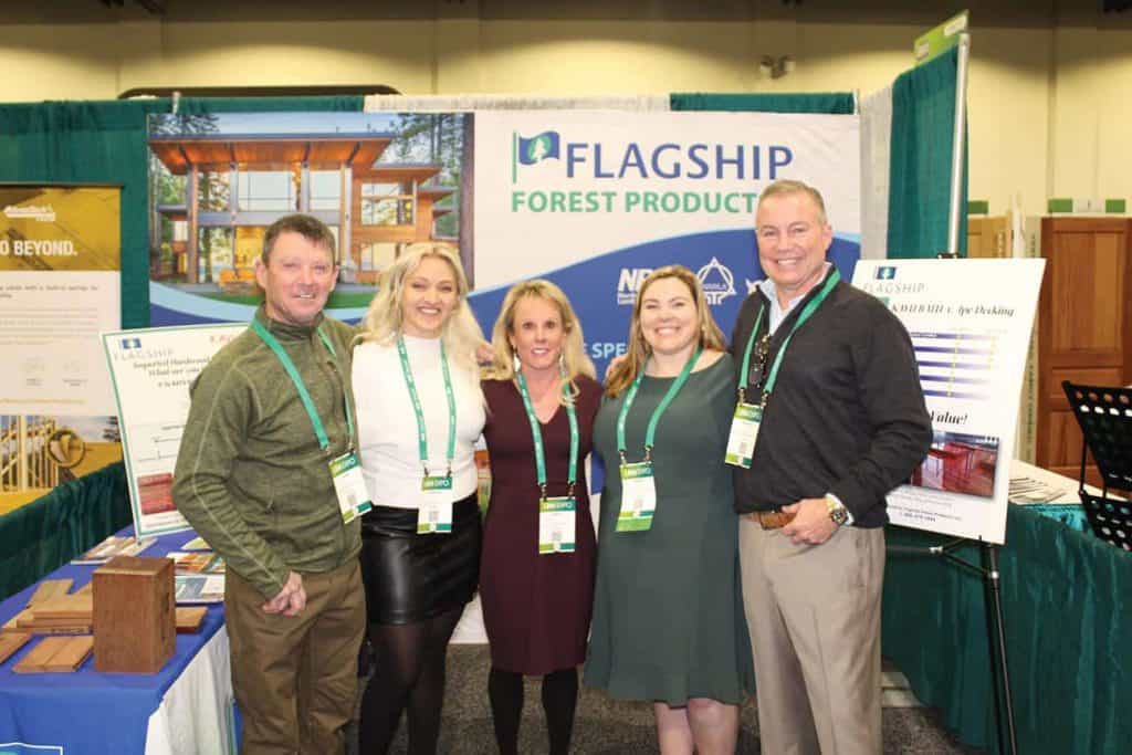 Steve Wilson, Kayu International Inc., Molalla, OR; Chelsea Brown, Patrick Lumber Company, Portland, OR; Robin Wilson, Kayu International Inc.; and Alyson McLaughlin and Michael McLaughlin, Flagship Forest Products Inc., Stoughton, MA