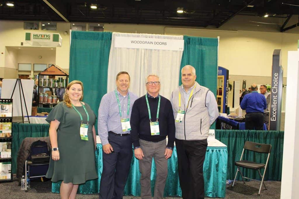 Alyson McLaughlin, Flagship Forest Products Inc., Stoughton, MA; Bill Asselta and Steve Burrell, Woodgrain, Nampa, ID; and Rich Fontaine, Huttig Building Products, Taunton, MA