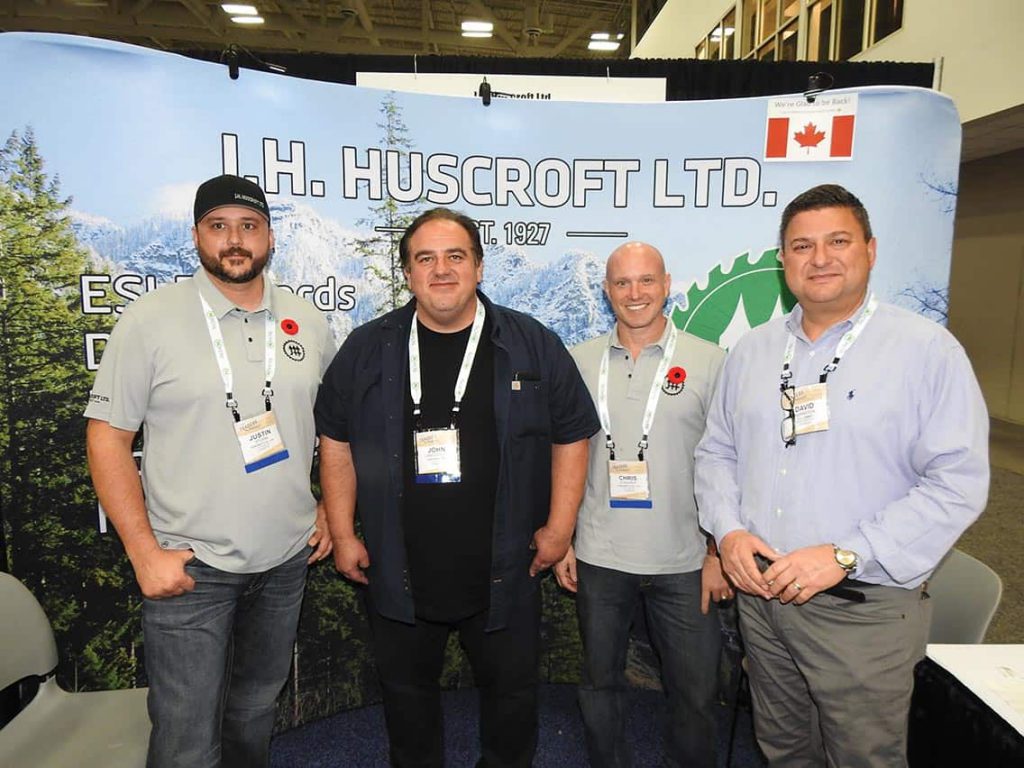 Justin Storm, J.H. Huscroft Ltd., Creston, BC; John Langstroth, San Group Inc., Langley, BC; Chris Schofer, J.H. Huscroft Ltd.; and David Bernstein, U.S. Lumber Group LLC, Branchburg, NJ 