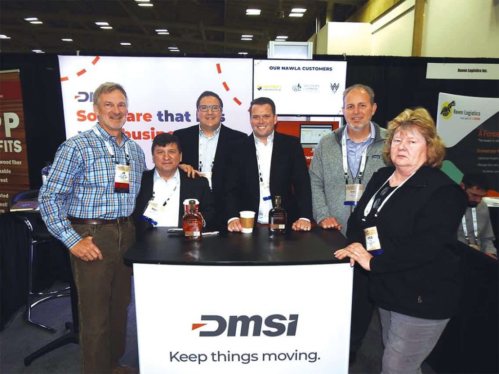 Jim McGinnis, The McGinnis Lumber Company Inc., Meridian, MS; Mike Limas, Anthony Muck and Jordan Lynch, DMSi Software, Omaha, NE; Dave Lefler, DMSi Software; and Kris Page, F.H. Stoltz Land & Lumber Co., Columbia Falls, MT 