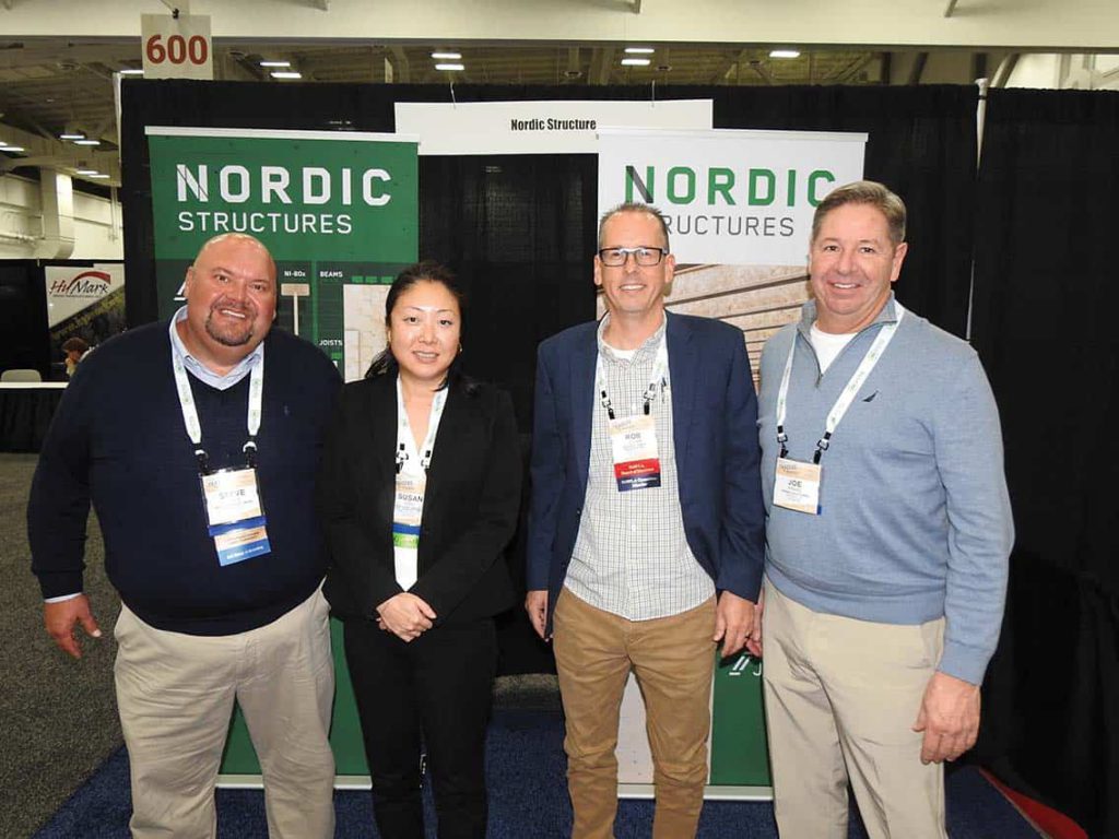 Steve Rouse, Hoover Treated Wood Products Inc., Thomson, GA; Susan Cho, Pennsylvania Lumbermens Mutual Insurance Co. (PLMI), Philadelphia, PA; Rob Latham, Tri-State Forest Products Inc., Springfield, OH; and Joe Hanas, Nordic Structures, Montreal, QC 