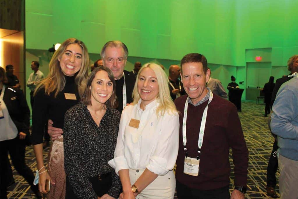 Elizabeth Conner and Brystol Koch, NAWLA, Chicago, IL; Bob Jank, Sodra Timber Ab, Lake Oswego, OR; Emily Schmitt, NAWLA, Chicago, IL; and Pat Burns, Patrick Lumber Company, Portland, OR 