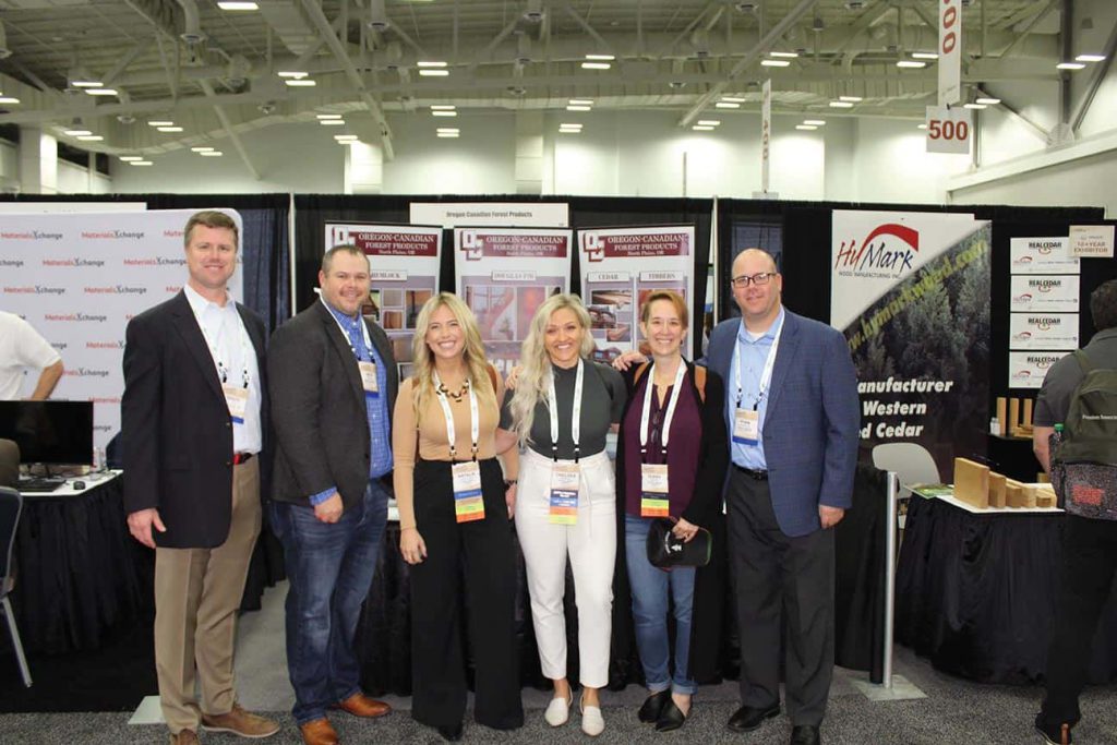 Doug Barton and Nick Smith, Oregon-Canadian Forest Products Inc., North Plains, OR; Natalie Heacock, Chelsea Brown and Terry Haddix, Patrick Lumber Company, Portland, OR; and Ryan Holwege, Oregon-Canadian Forest Products Inc. 