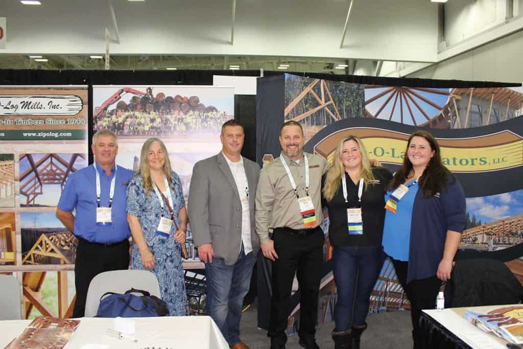 Joe Honochick, Zip-O-Log Mills Inc., Eugene, OR; Annette Bartsch, Hy Mark Wood Products Inc., Surrey, BC; Chad Fowler, Capital Lumber Company, Denver, CO; Nick Lake, Kelcee Hallstrom and Kaycee Hallstrom, Zip-O-Log Mills Inc. 