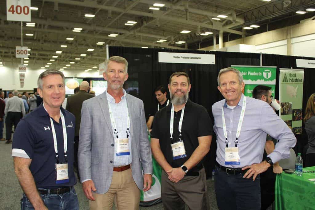 Joel Osterloh and Johnny Hudson, International Forest Products LLC, Foxboro, MA; and Kevin Smith and Pat Lynch, Timber Products Company, Springfield, OR