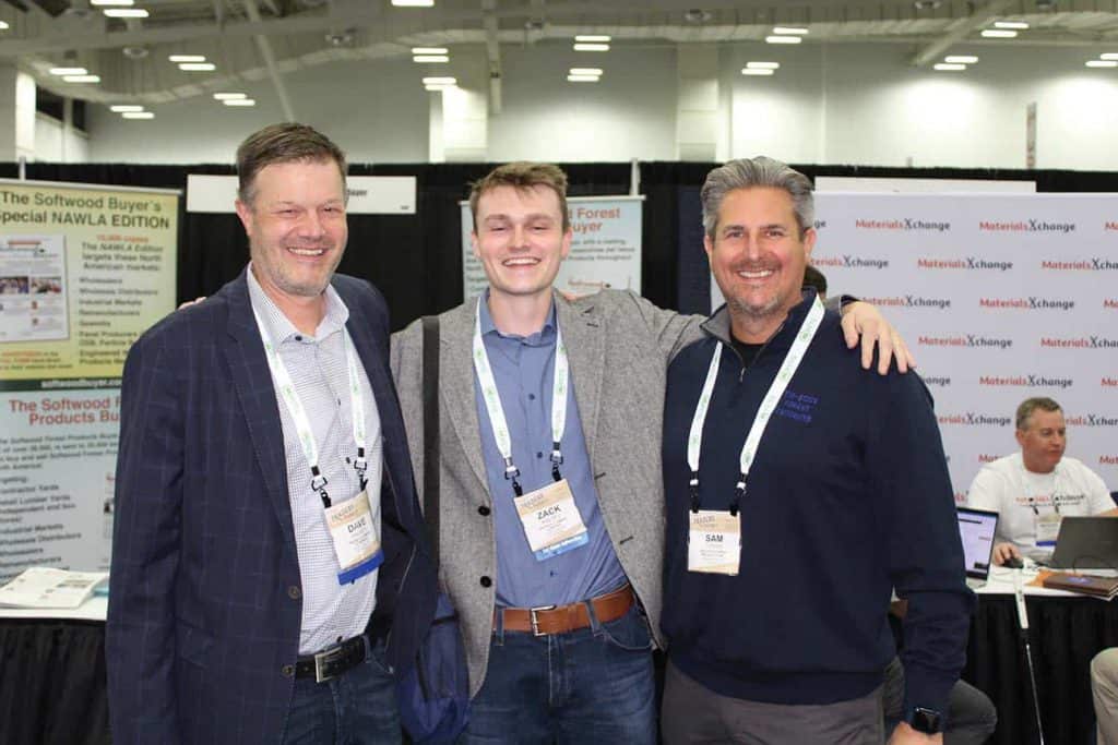 Dave Halsey and Zack Halsey, Patrick Lumber Company, Portland, OR; and Sam Tarara, Tri-State Forest Products Inc., Indianapolis, IN