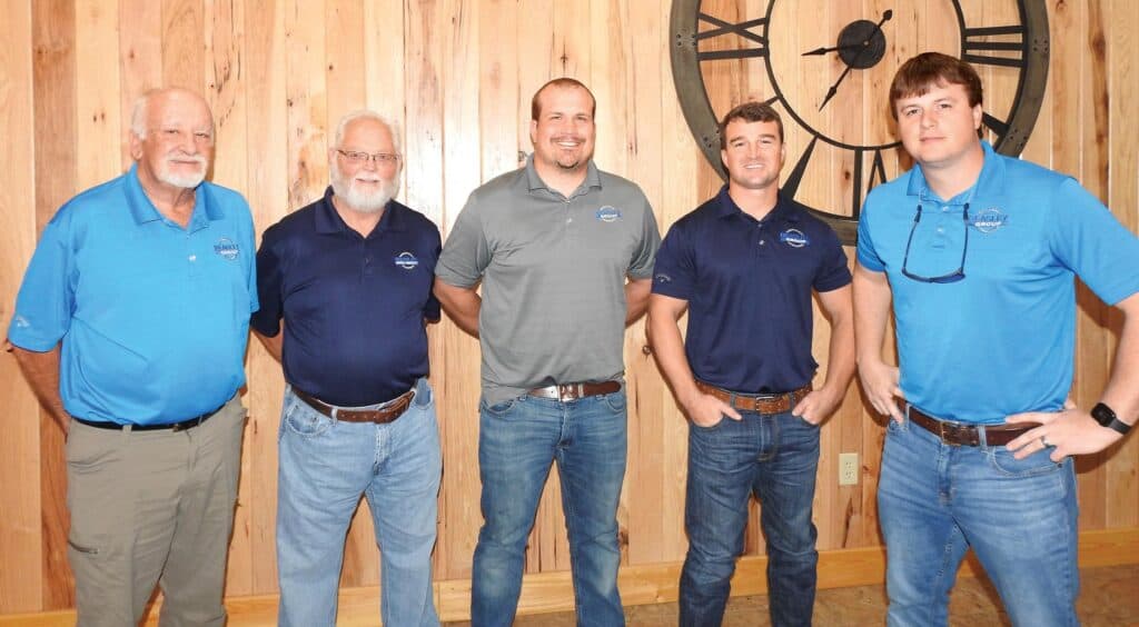 The sales team includes: (from left) Linwood Truitt, John Stevenson, Brandon Cox, Ryan Collins and Truss Beasley. Not pictured: Ray Turner.