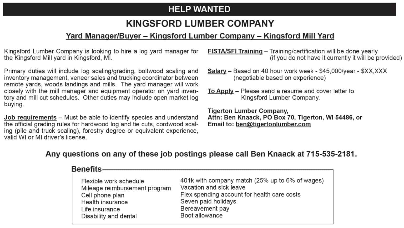 Classifieds Miller Wood Trade Publications