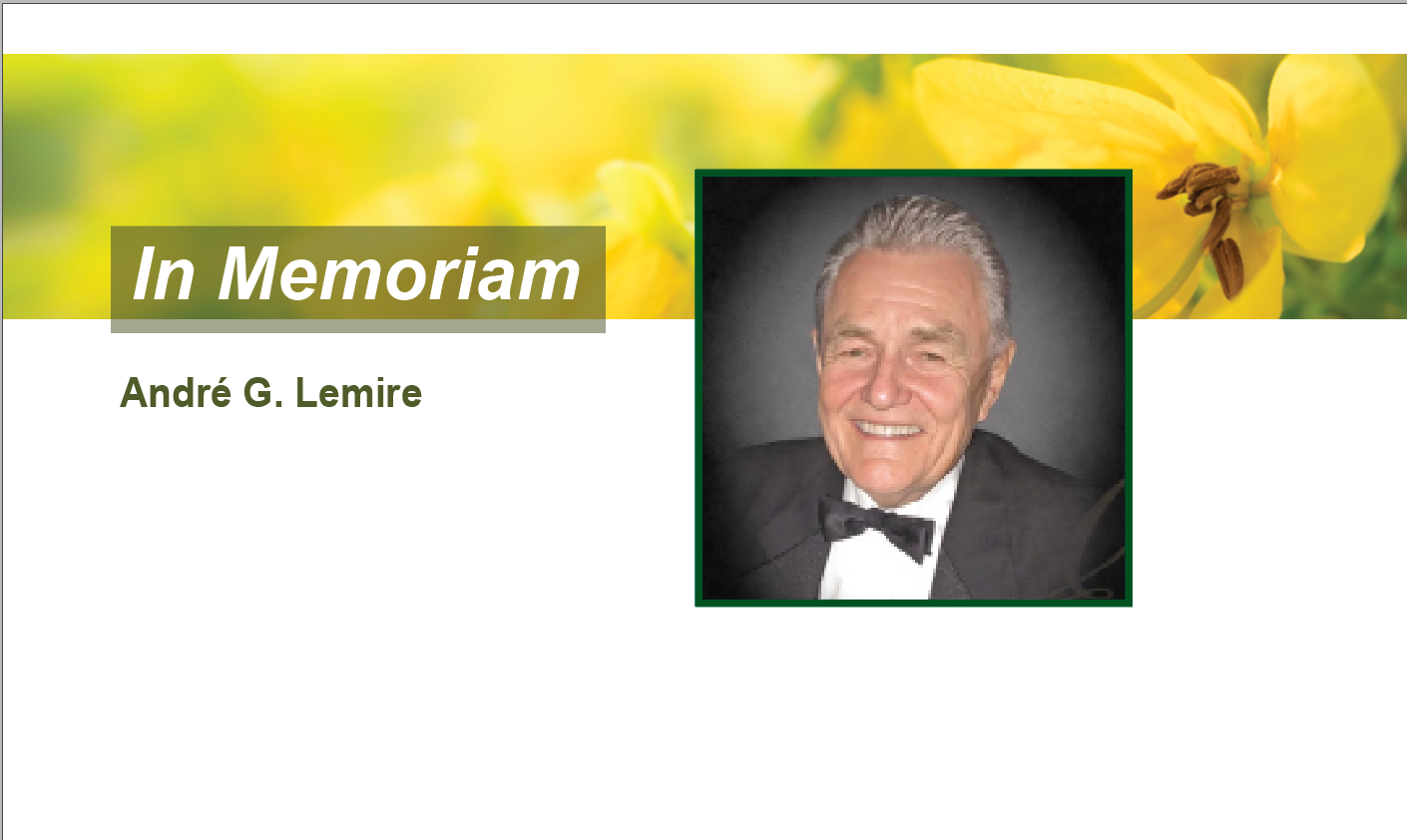 You are currently viewing Obituary – André G. Lemire